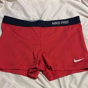 Nike Pro Women's Athletic Red Shorts